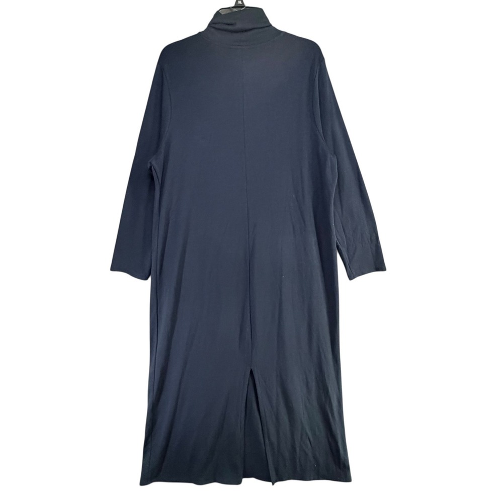 J Jill Pure Jill Luxe Tencel Shift Dress Womens XL Blue Turtleneck Liquid Drape - Picture 7 of 16